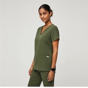 Figs Womens Dark Olive Casma Scrub Top Size Large